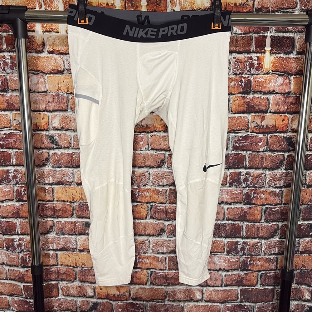 Nike Pro dri-fit XL men’s tights running white black athletic base layer